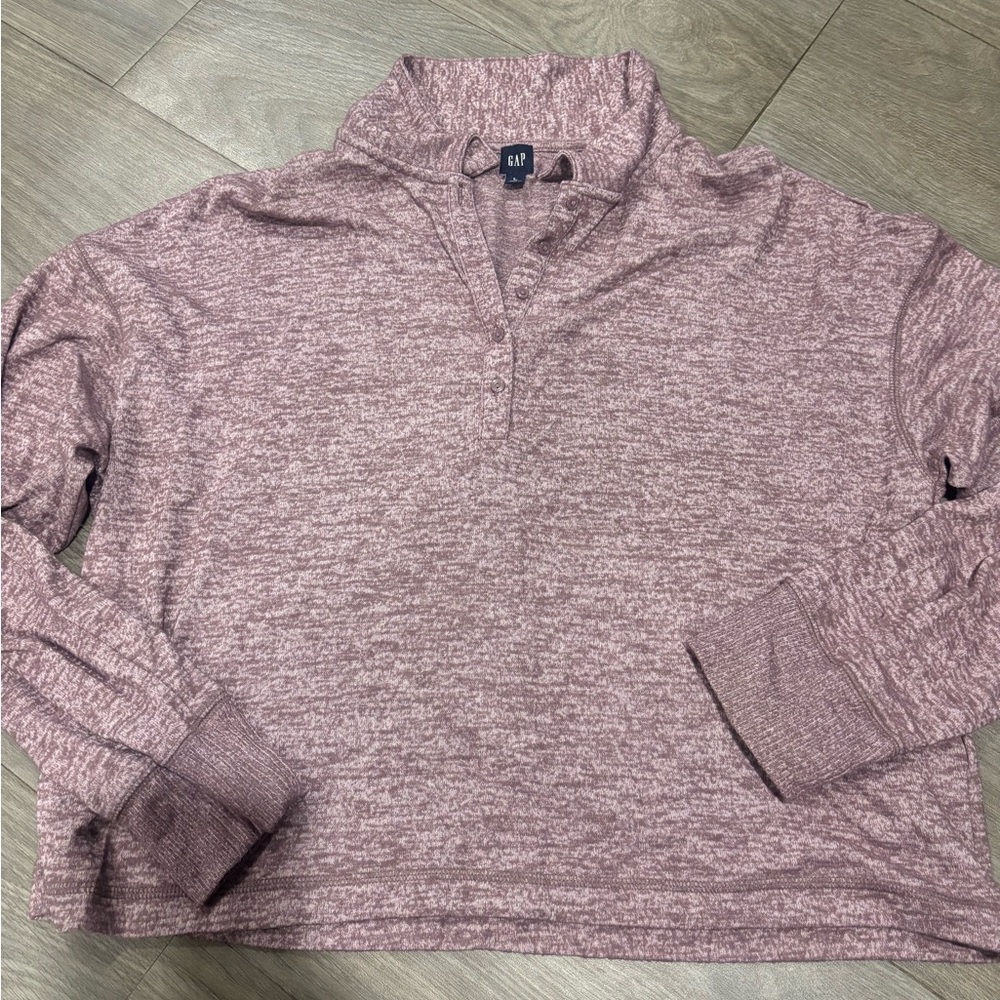 GAP Women's Heathered Mauve Cowl Neck Sweater